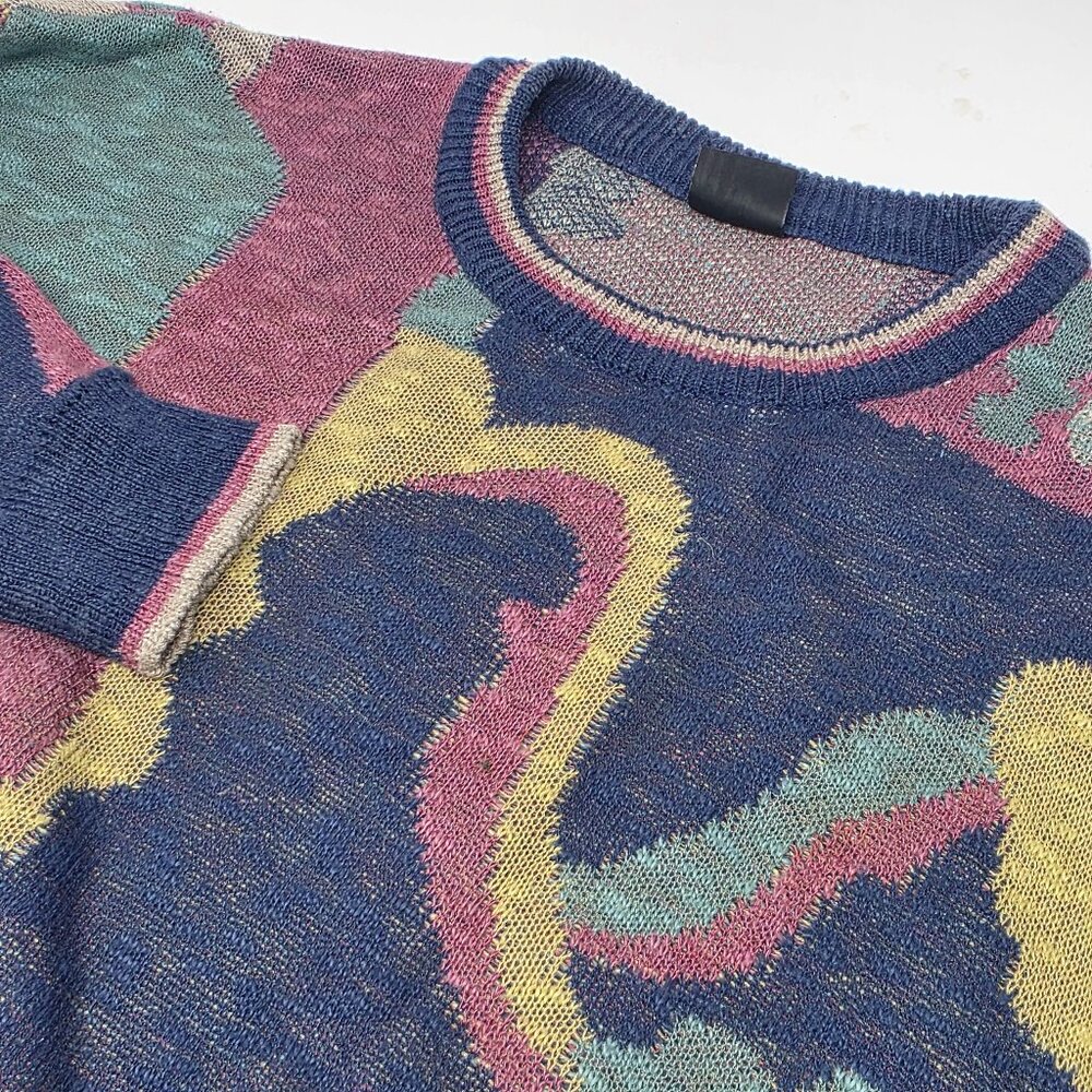 Vintage Monte Carlo Abstract Colorful Crew Neck Sweater Men's Size 52
